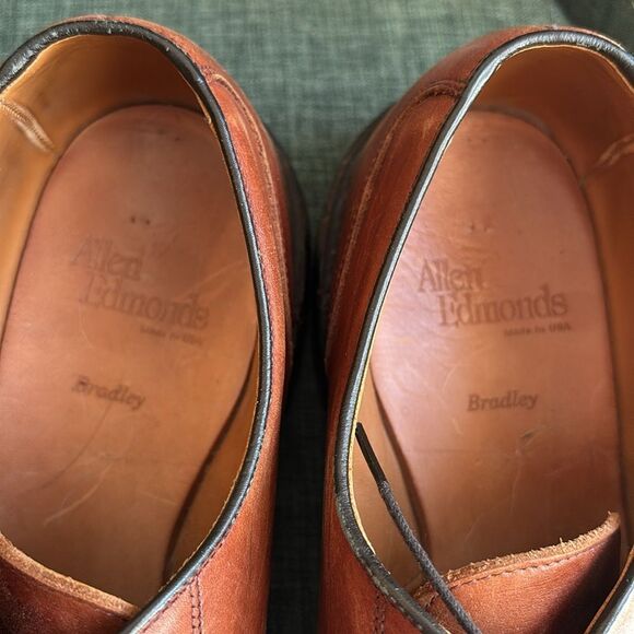 Allen Edmonds Men’s Bradley Rich Brown Leather Oxfords loafers size 8.5 C Work - Picture 9 of 13